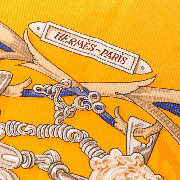 Hermès Le Mors A La Conetable Yellow Silk Scarf - Picture 4 of 7